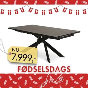Hudson spisebord, 200(300)*100, Warm grey med sort stel
